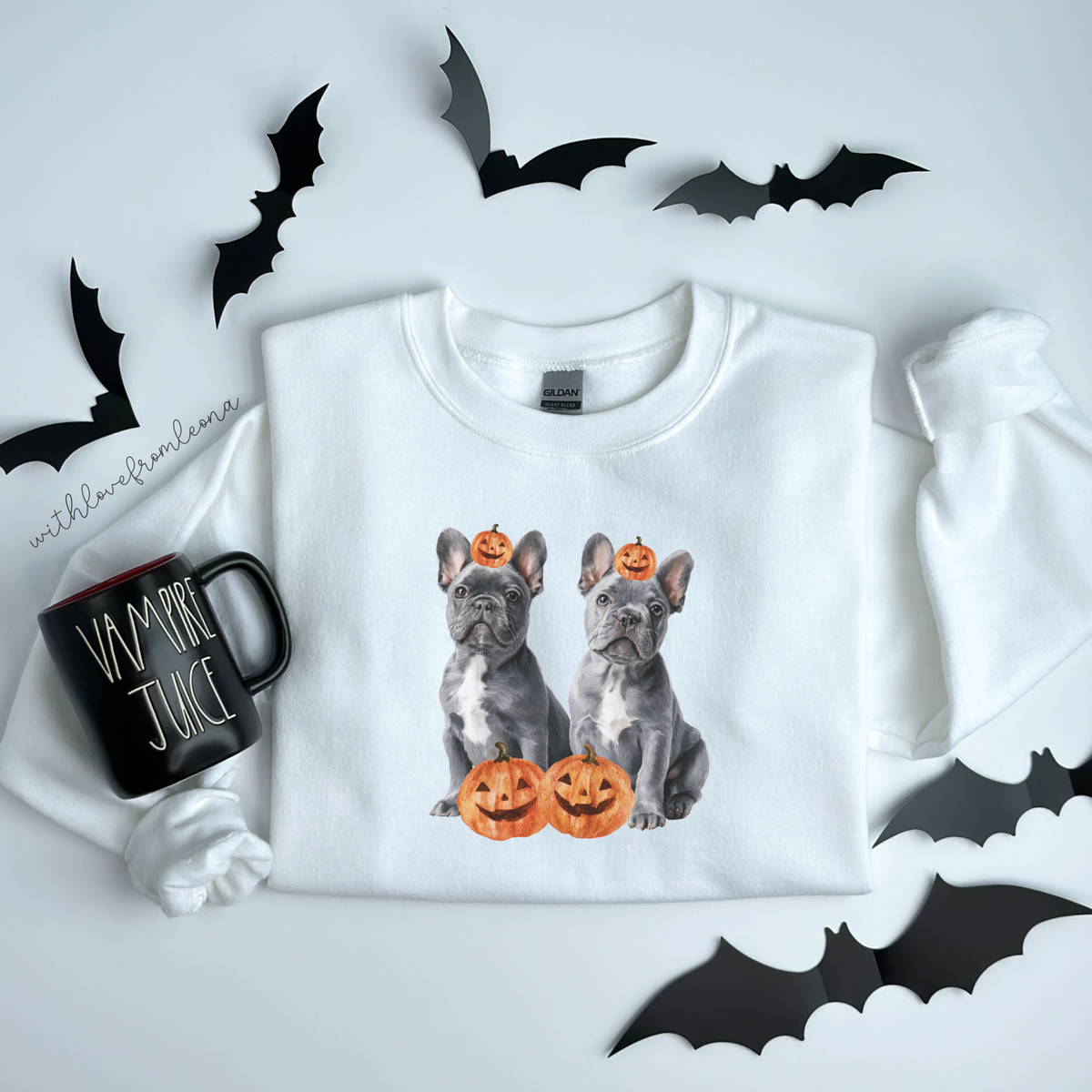 Gray Frenchies Halloween Sweatshirt