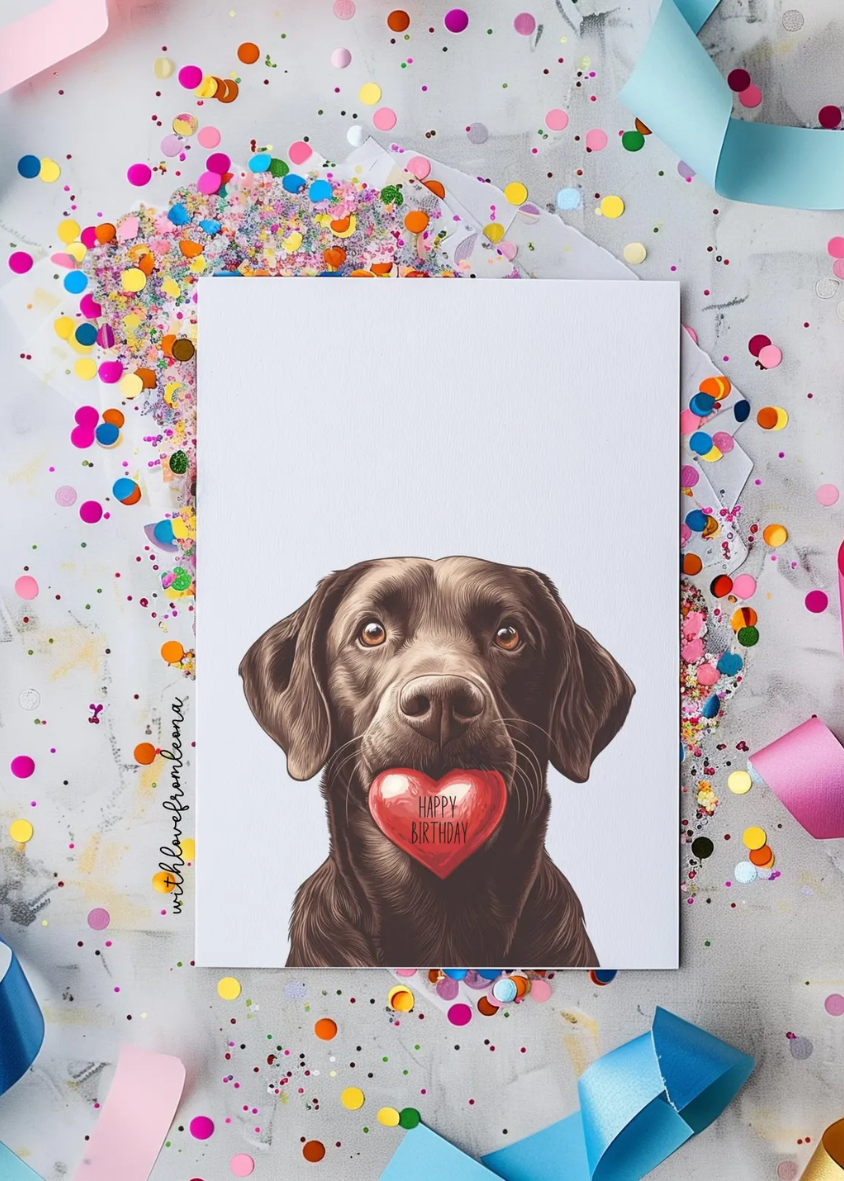 Chocolate Labrador Retriever Birthday With Love Card