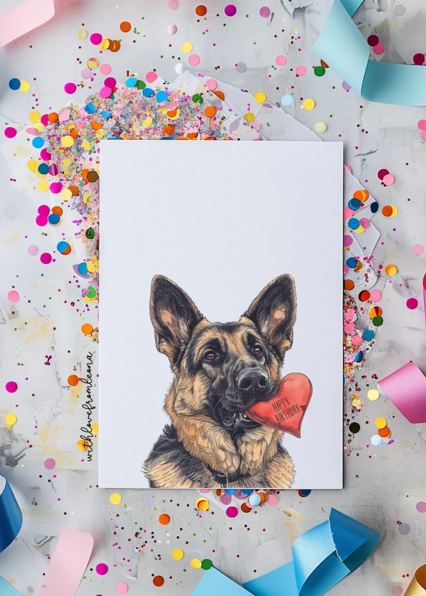 German Shepherd Birthday With Love Card