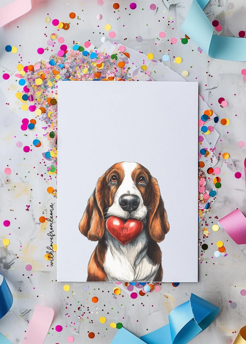 Basset Hound Birthday With Love Card