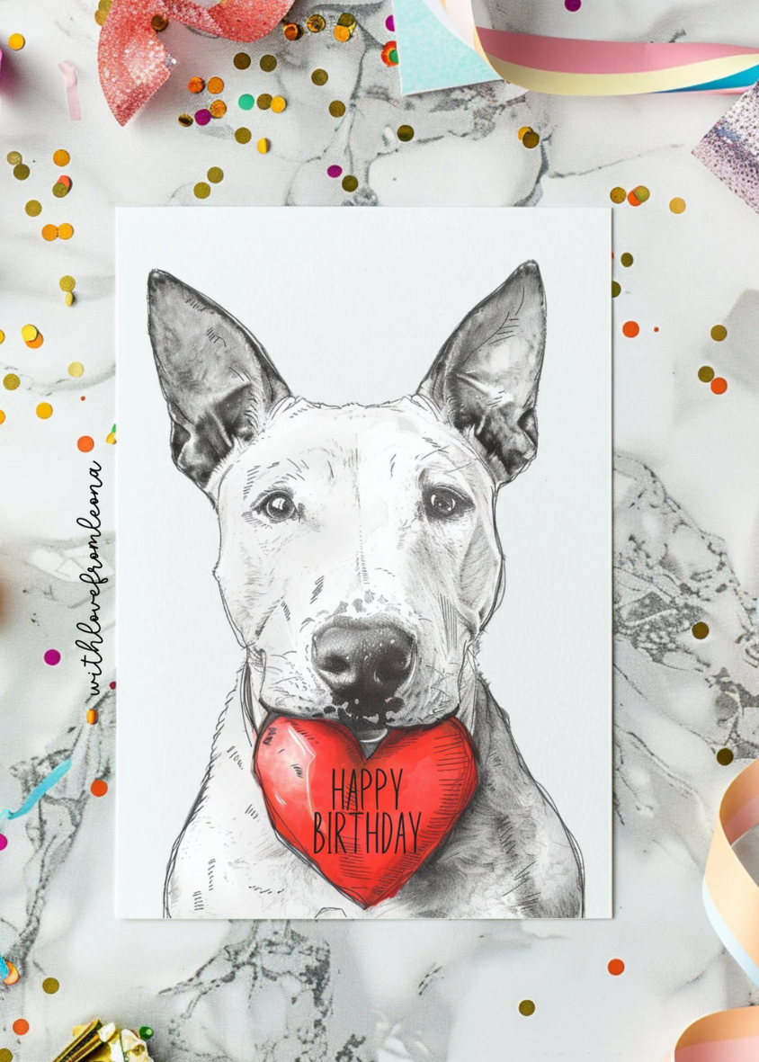 Bull Terrier Birthday With Love Card