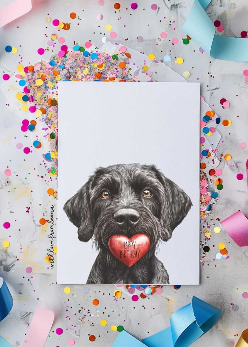 German Wirehaired Pointer Birthday With Love Card