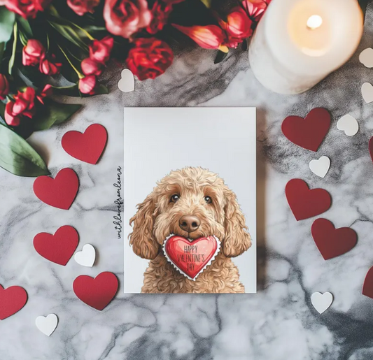 Golden Doodle Personalized Valentine's Day Card | Custom Front Text, 5x7 Single