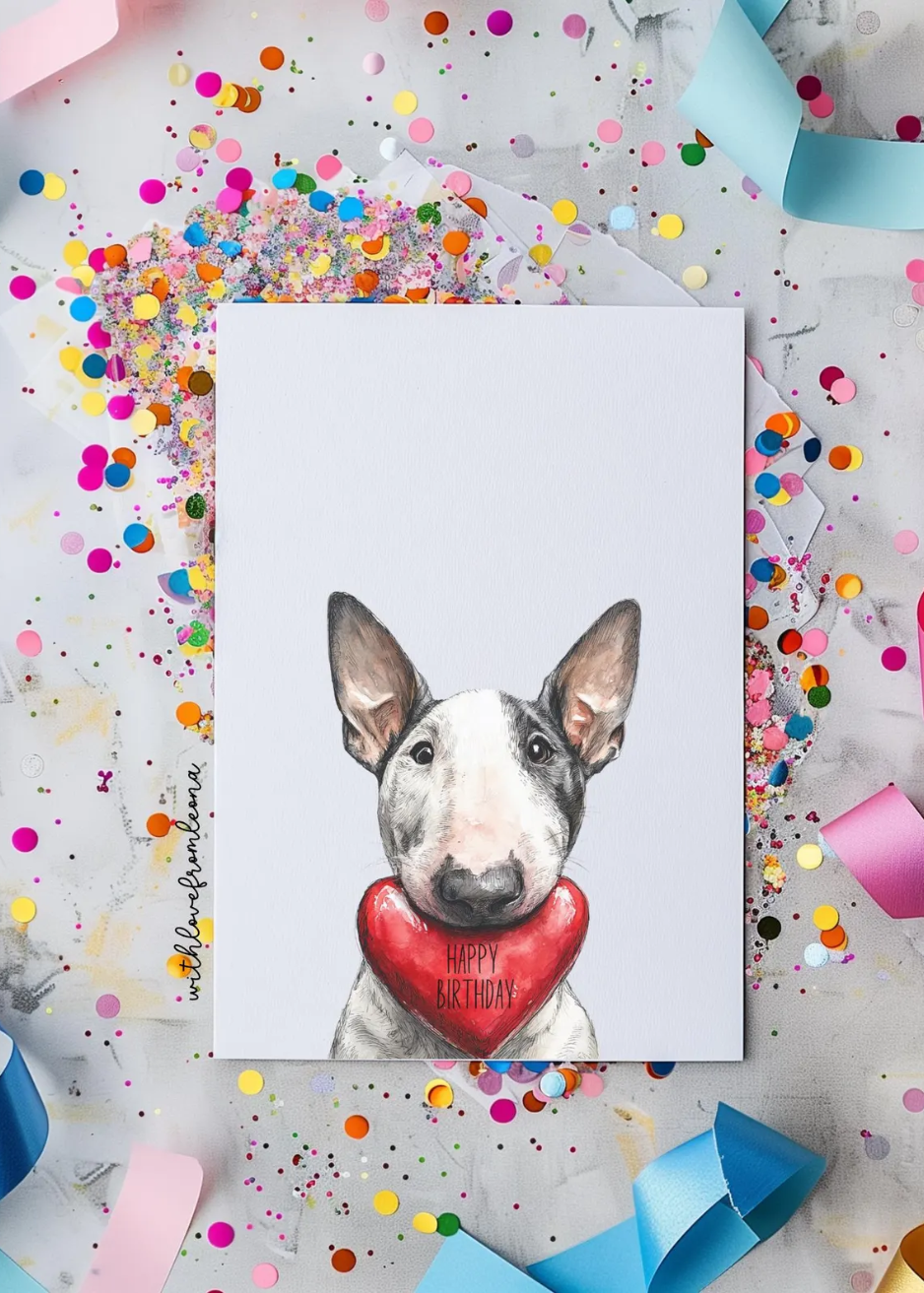 Bull Terrier Birthday With Love Card