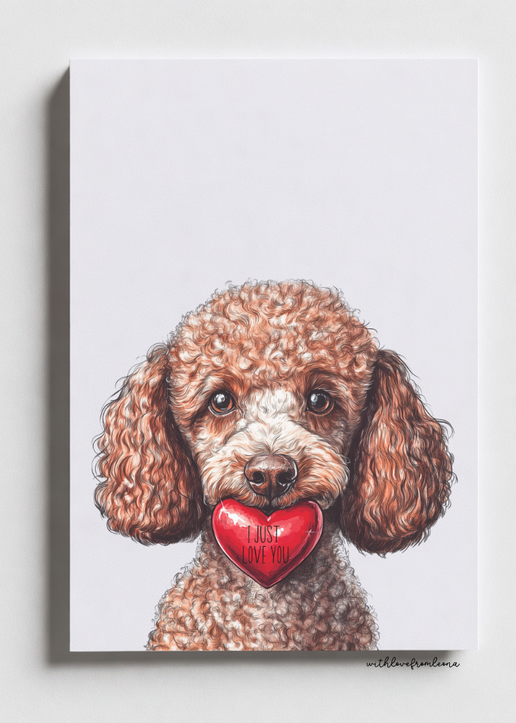 Tan Poodle With Love Card