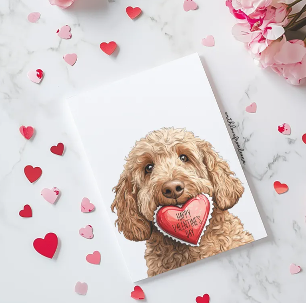 Golden Doodle Personalized Valentine's Day Card | Custom Front Text, 5x7 Single