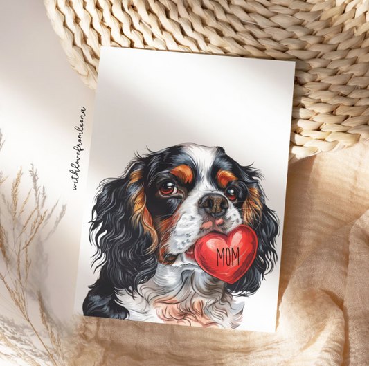 Cavalier King Charles Spaniel Personalized Mother's Day Card | Custom Front Text, 5x7 Single