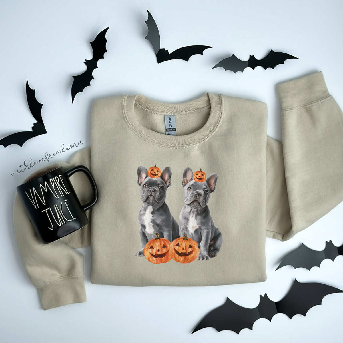 Gray Frenchies Halloween Sweatshirt
