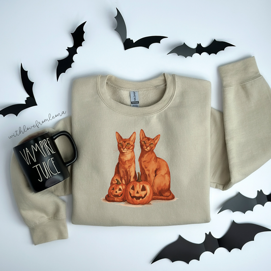 Ruddy Abyssinian Cat Halloween Sweatshirt