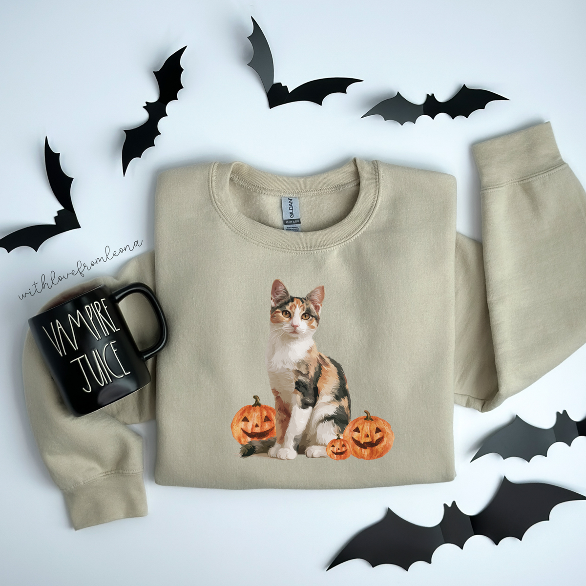 Calico Aegean Cat Halloween Sweatshirt