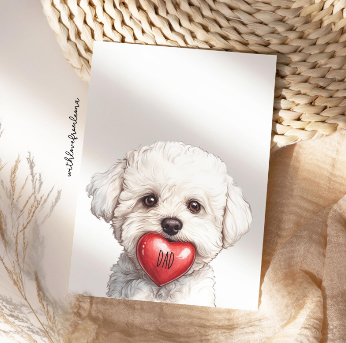 Bichon Frise Personalized Father's Day Card | Custom Front Text, 5x7 Single