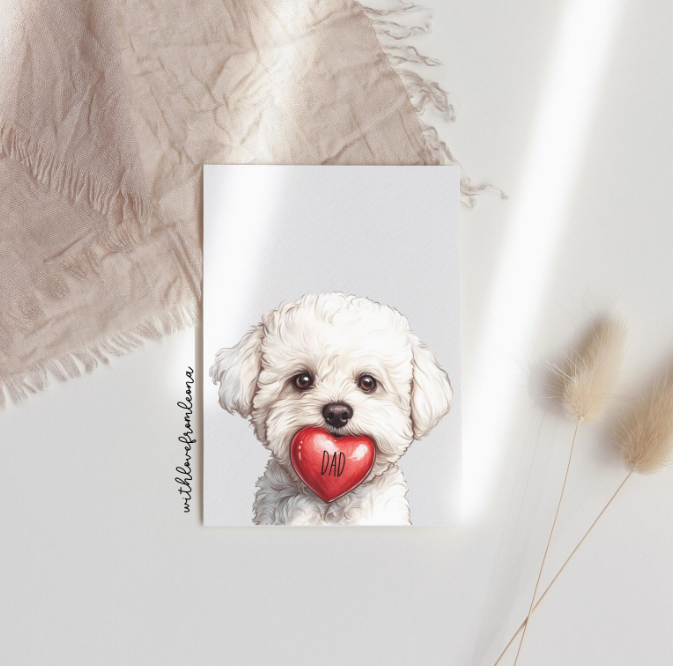 Bichon Frise Personalized Father's Day Card | Custom Front Text, 5x7 Single