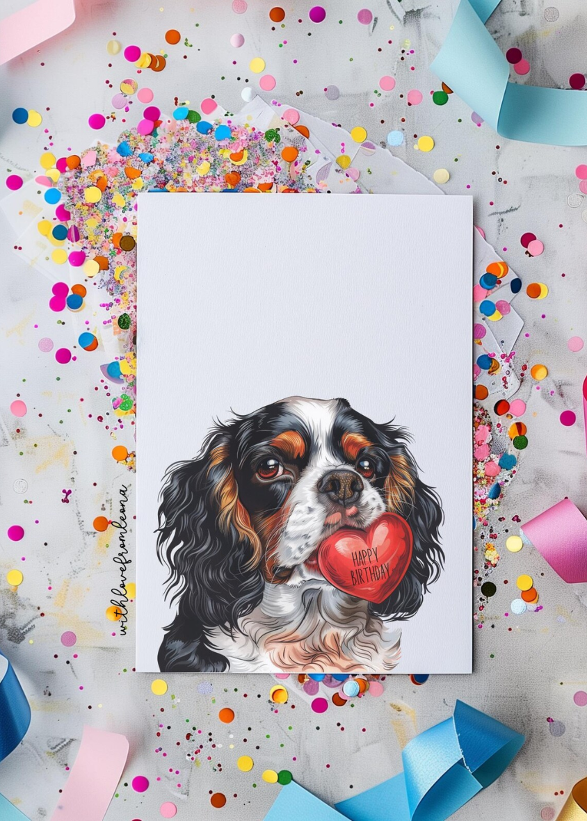 Cavalier King Charles Spaniel Birthday With Love Card