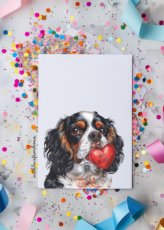 Cavalier King Charles Spaniel Birthday With Love Card