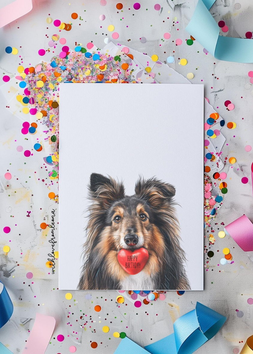 Shetland Sheepdog Birthday With Love Card