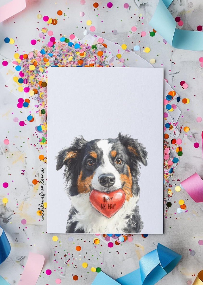 Miniature American Shepherd Birthday With Love Card