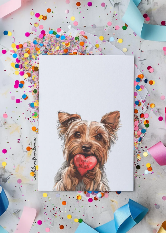 Yorkshire Terrier Birthday With Love Card