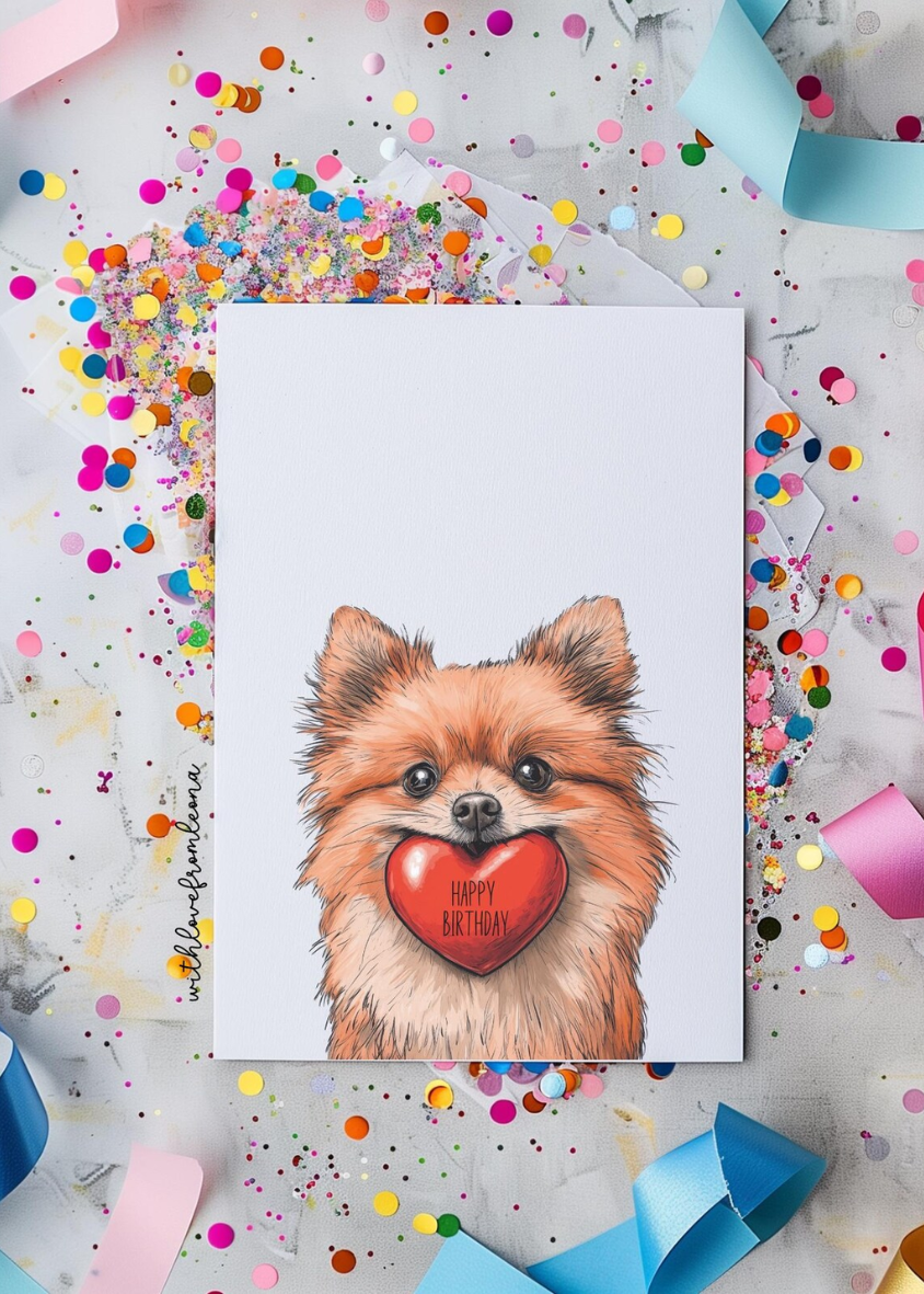 Pomeranian Birthday With Love Card