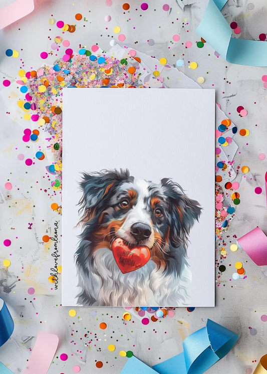 Australian Shepherd Birthday With Love Card