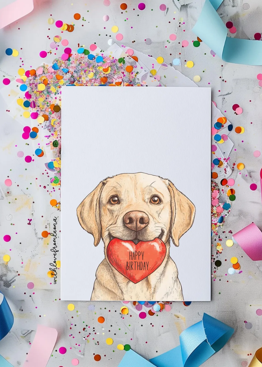 Yellow Labrador Retriever Birthday With Love Card