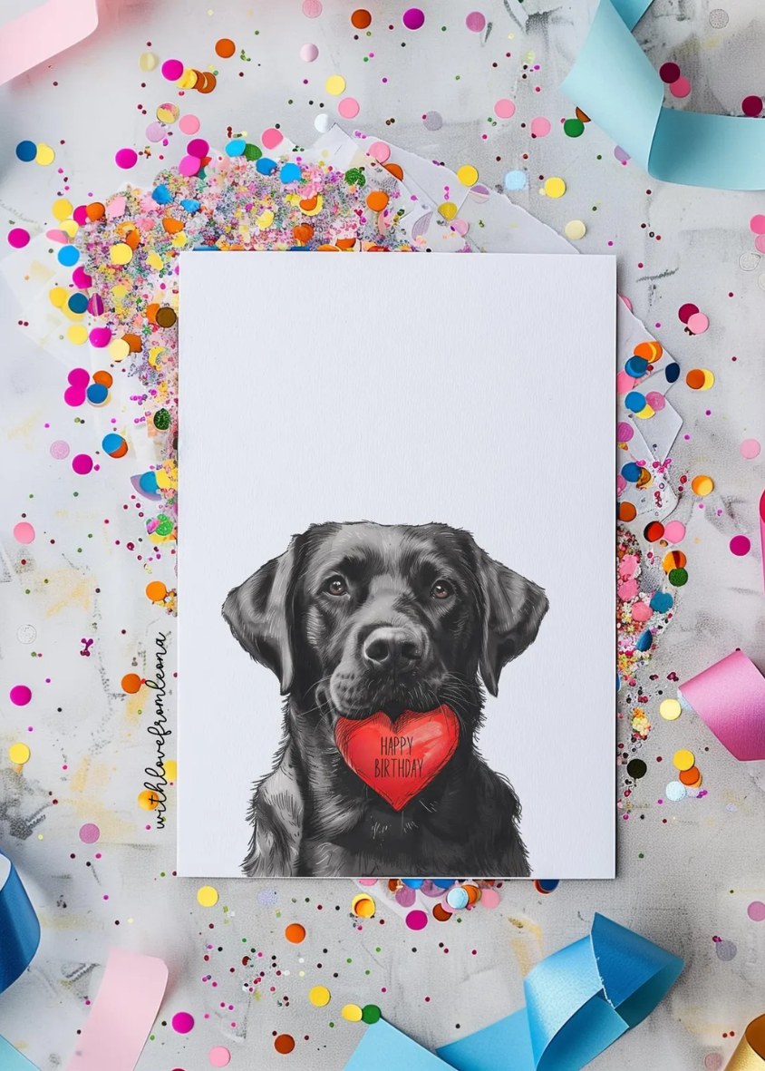 Black Labrador Retriever Birthday With Love Card