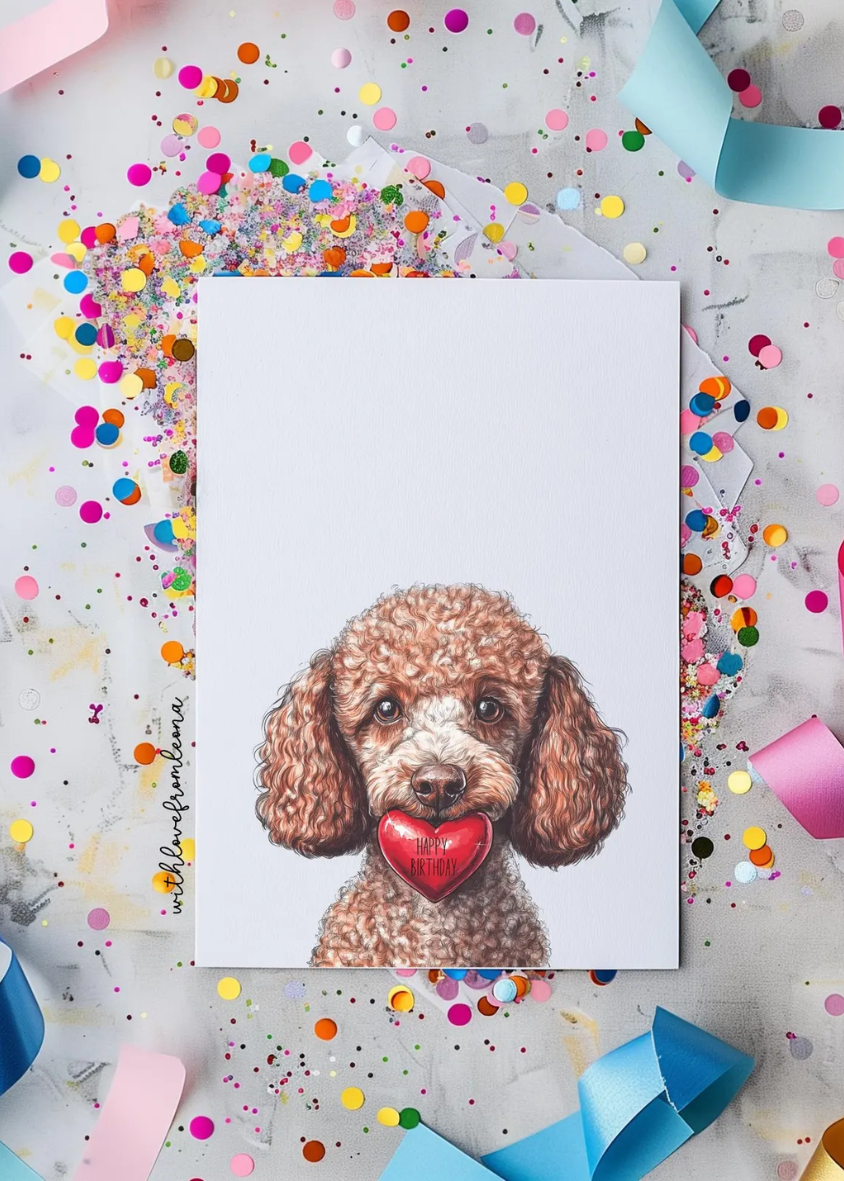 Poodle Birthday With Love Card