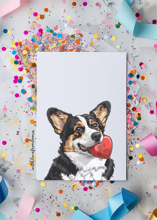 Cardigan Welsh Corgi Birthday With Love Card