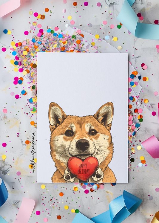 Shiba Inu Dog Birthday With Love Card