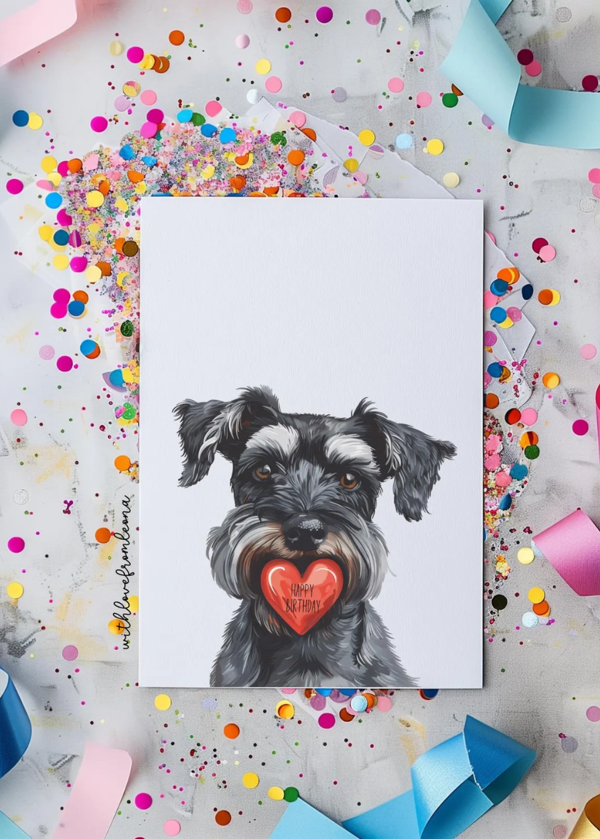 Miniature Schnauzer Birthday With Love Card