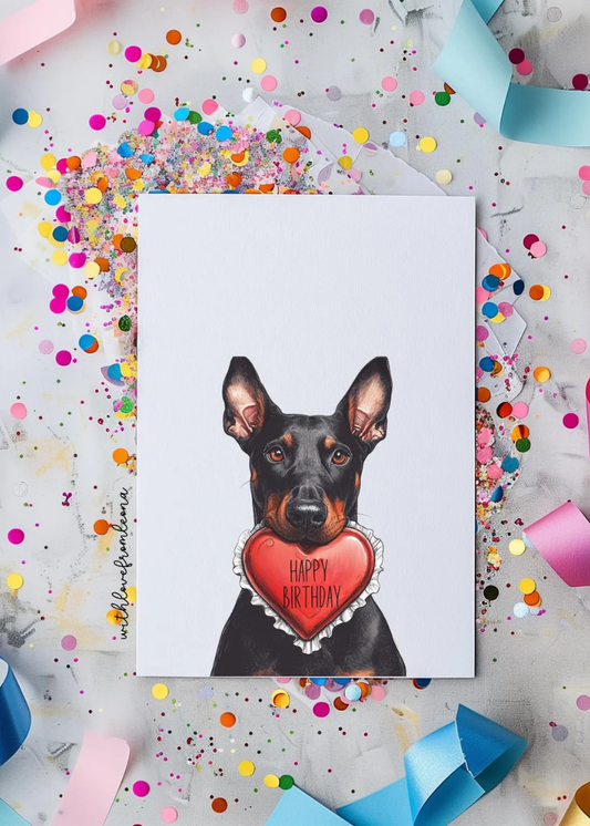 Doberman Pinscher Birthday With Love Card