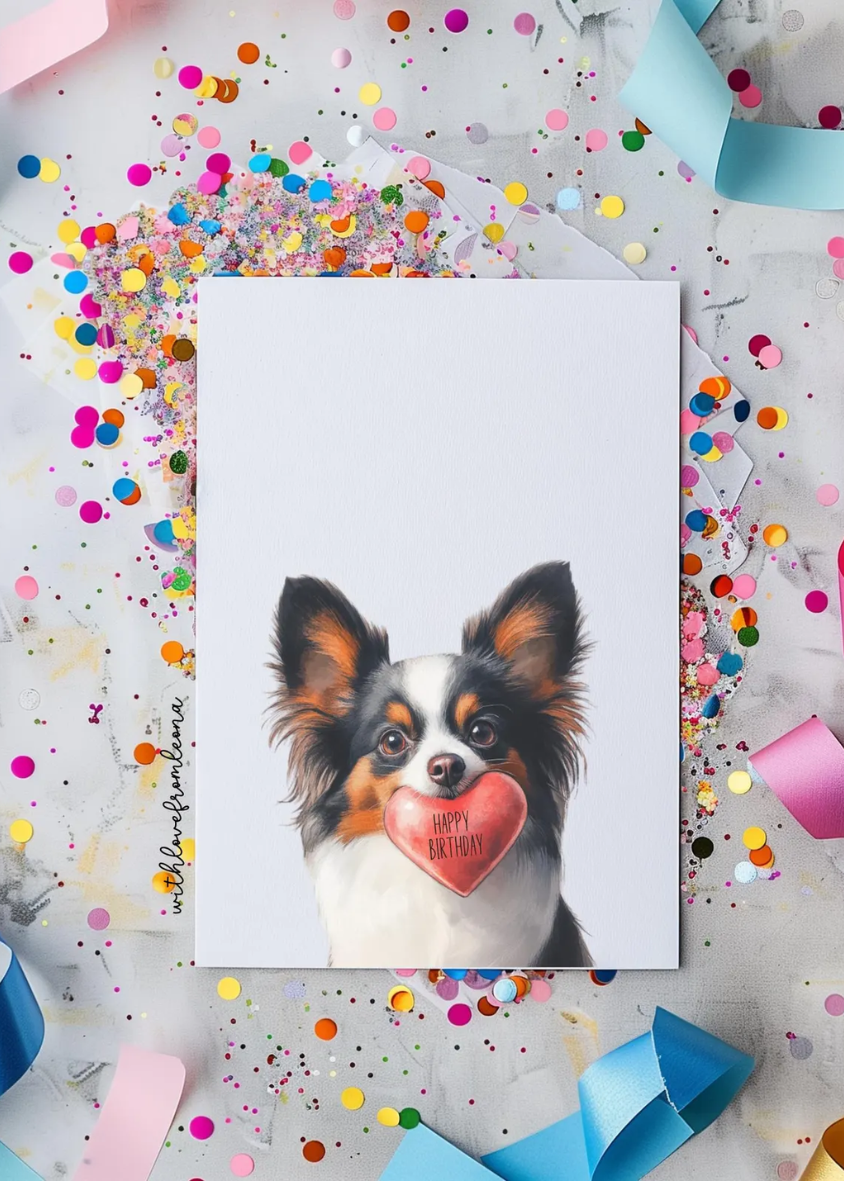 Papillon Birthday With Love Card