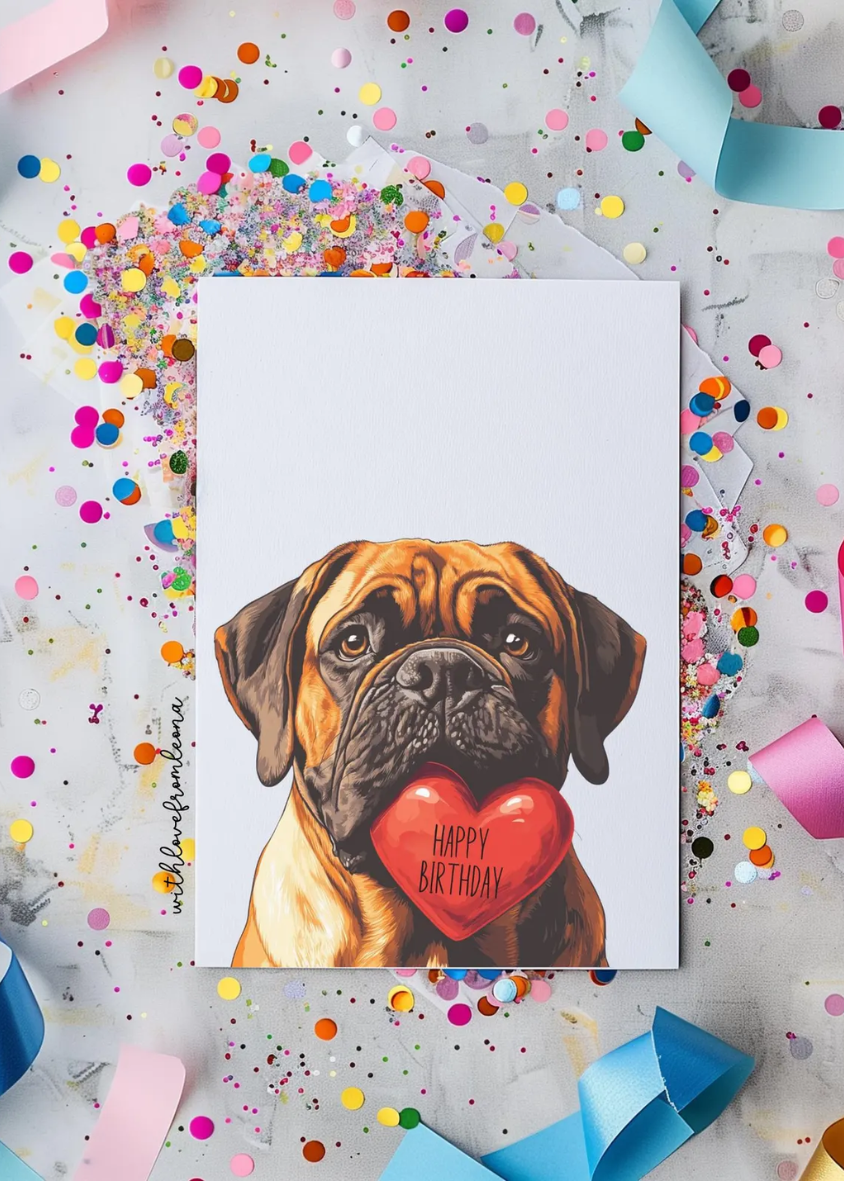 Bullmastiff Birthday With Love Card