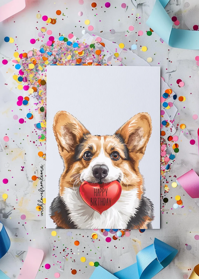Pembroke Welsh Corgi Birthday With Love Card