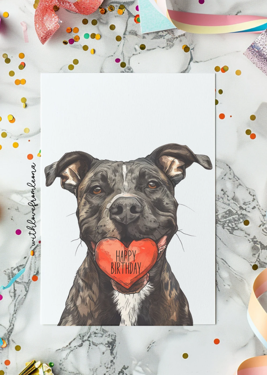Pitbull Birthday With Love Card