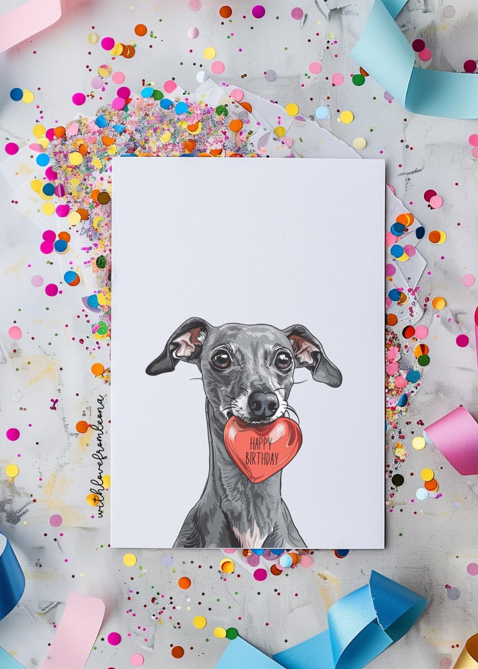 Italian Greyhound Birthday With Love Card