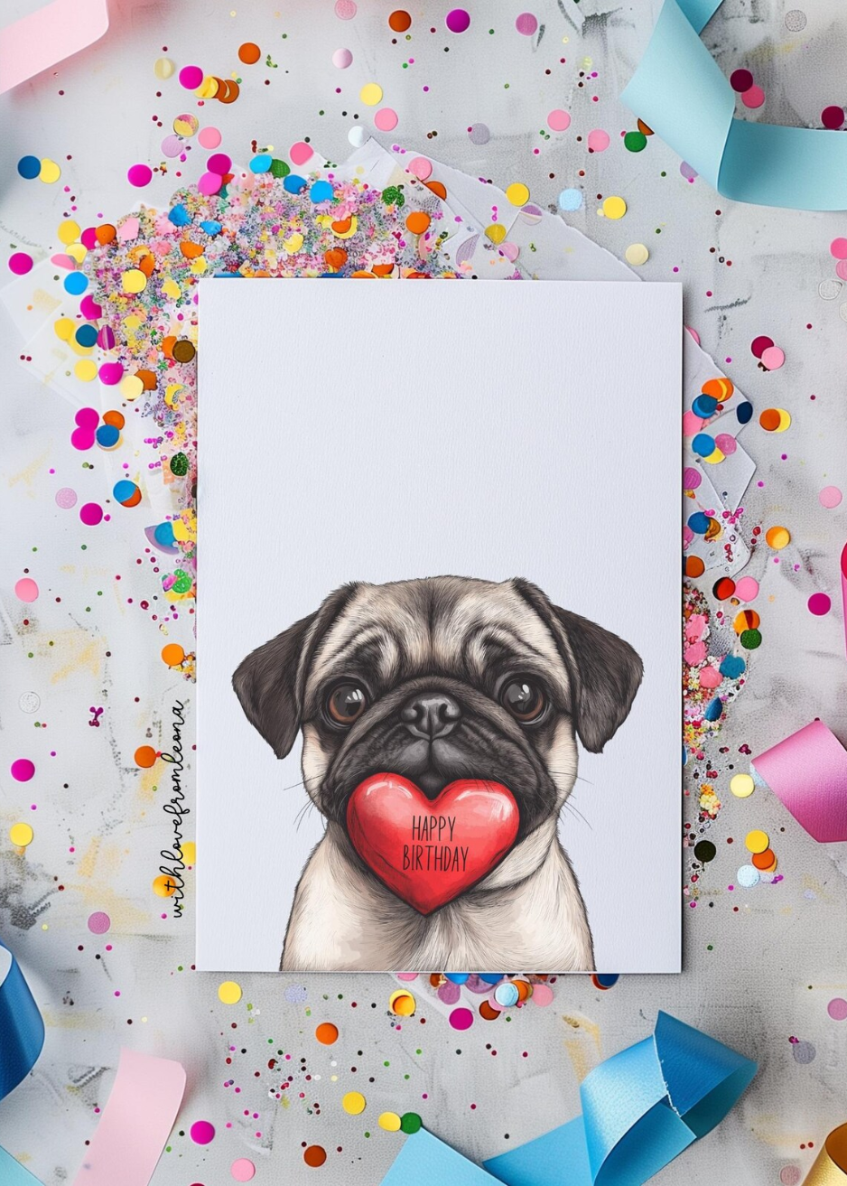 Pug Birthday With Love Card