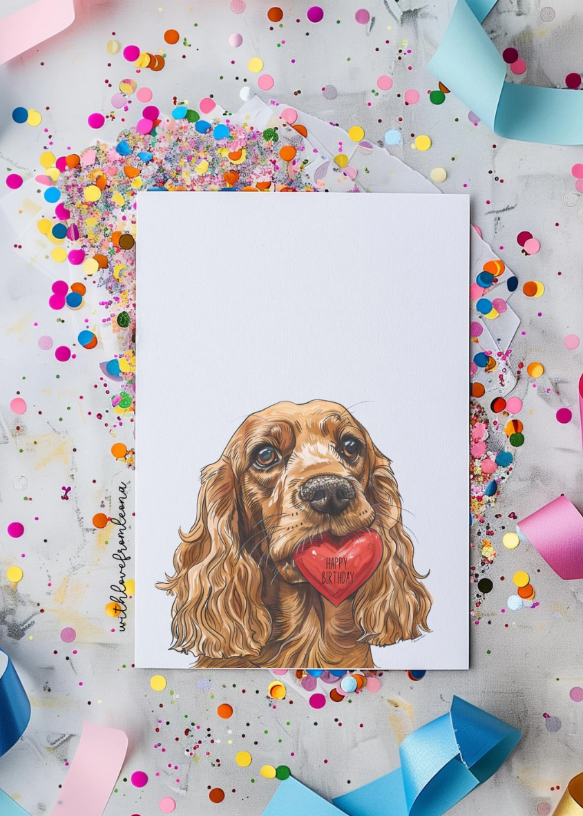 Cocker Spaniel Birthday With Love Card