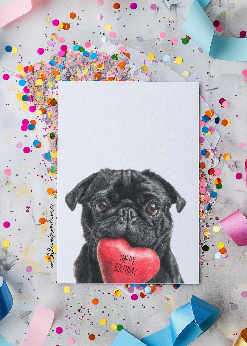 Pug Birthday With Love Card
