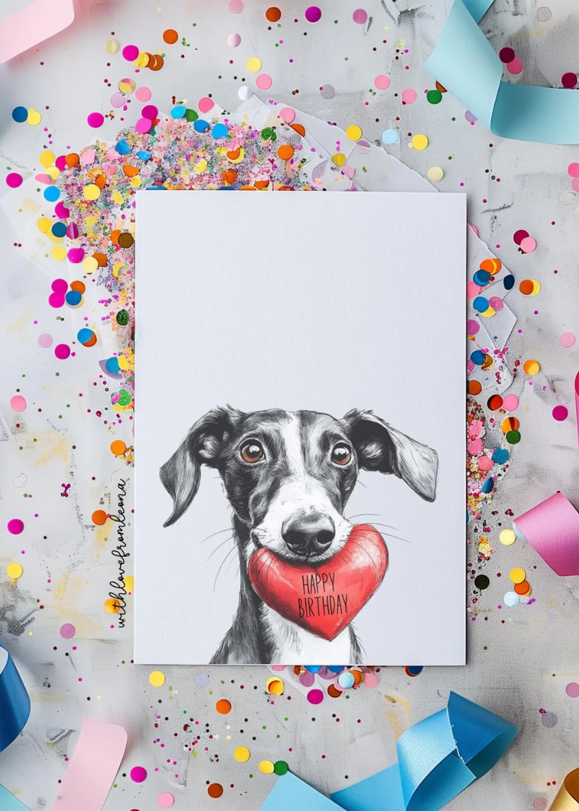 Whippet Birthday With Love Card