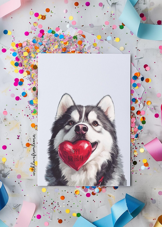 Alaskan Malamute Birthday With Love Card