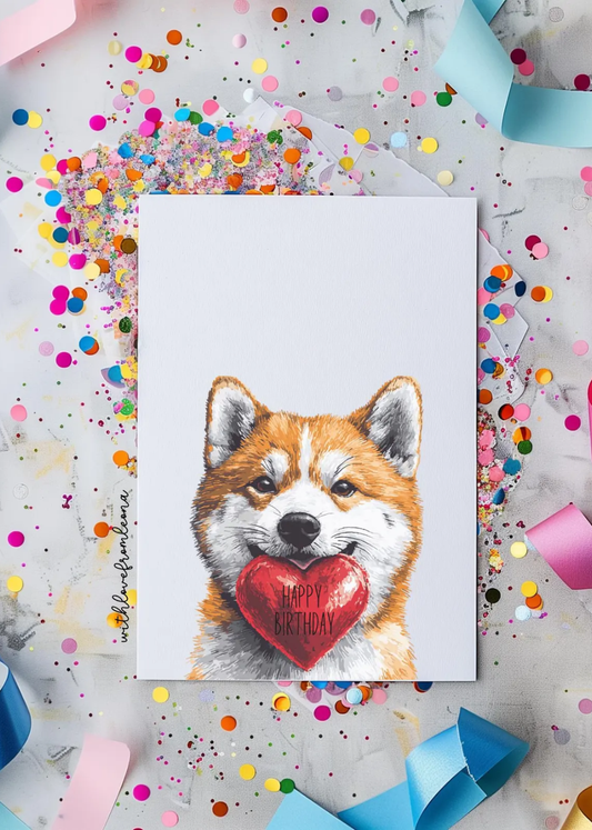 Akita Birthday With Love Card
