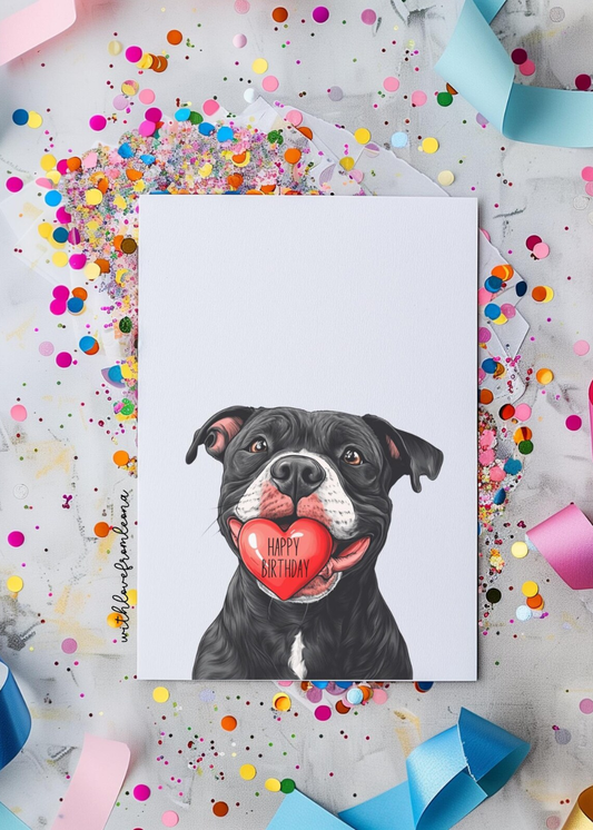 Staffordshire Bull Terrier Birthday With Love Card