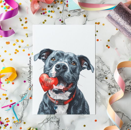 Pitbull Personalized Birthday Card | Custom Front Text, 5x7 Single