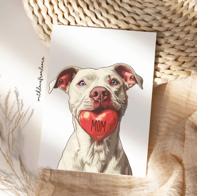 Pitbull Personalized Mother's Day Card | Custom Front Text, 5x7 Single