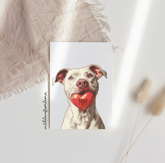 Pitbull Personalized Mother's Day Card | Custom Front Text, 5x7 Single