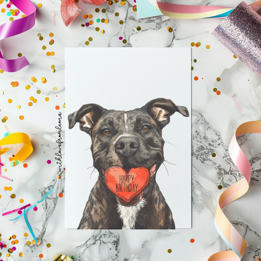 Pitbull Personalized Birthday Card | Custom Front Text, 5x7 Single