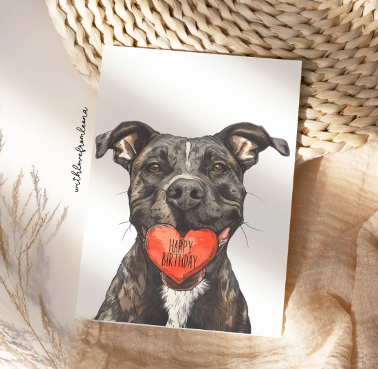 Pitbull Personalized Birthday Card | Custom Front Text, 5x7 Single