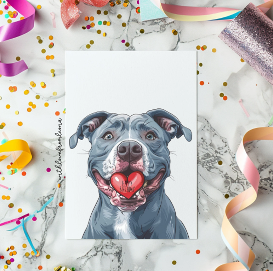 Blue Nose Pitbull Personalized Birthday Card | Custom Front Text, 5x7 Single