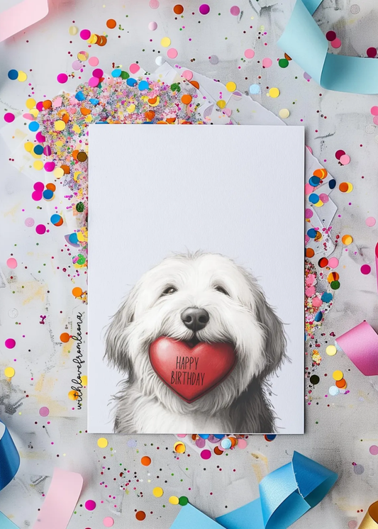 Old English Sheepdog Birthday With Love Card