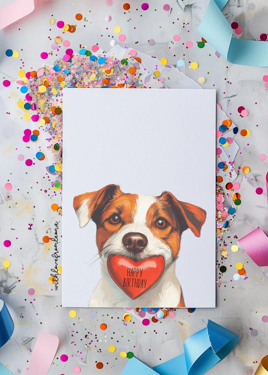 Russell Terrier Birthday With Love Card